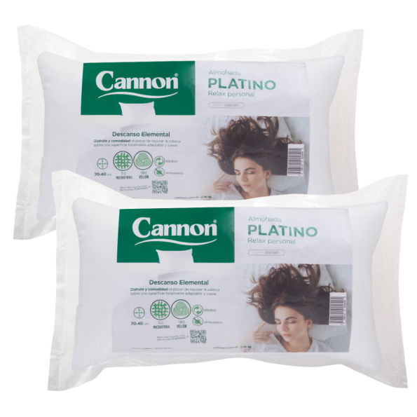 Almohada Cannon Platino 70 x 40 Pack x 4 Unidades