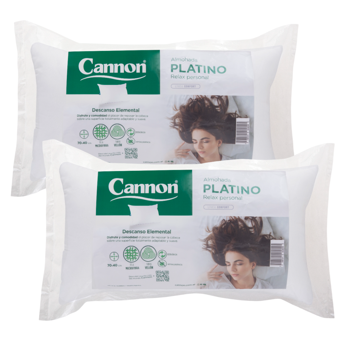 Almohada Cannon Platino 70×40 Pack x 2 Unidades – Tu Mejor Sommier