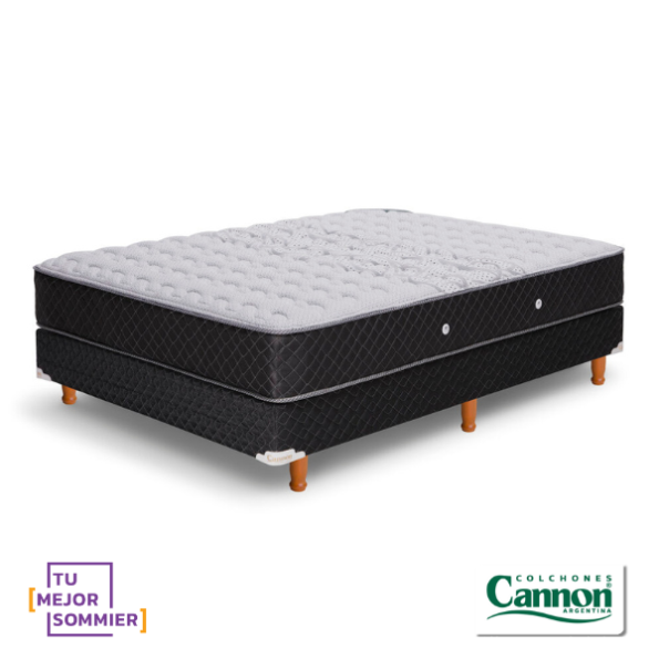 Conjunto Cannon Resorte Doral + sommier gris 2 plazas 190cmx140cm